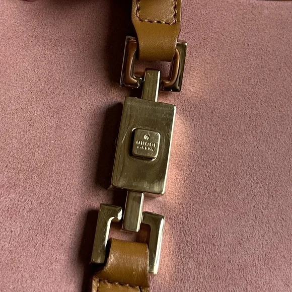 Vintage Y2K Gucci Bardot Jackie Purse Bag Pink Suede Blush Tan - Picture 4 of 15